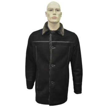 Men's Genuine Shearling Sheepskin Leather Classic Winter Coat