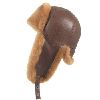 Shearling Sheepskin 6 Panel Ushanka Fur Hat